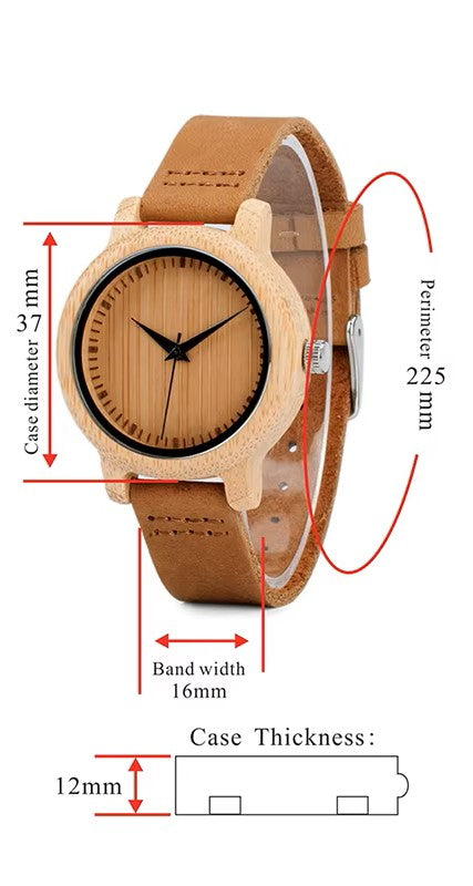 Classic Bamboo - Brown Leather Strap